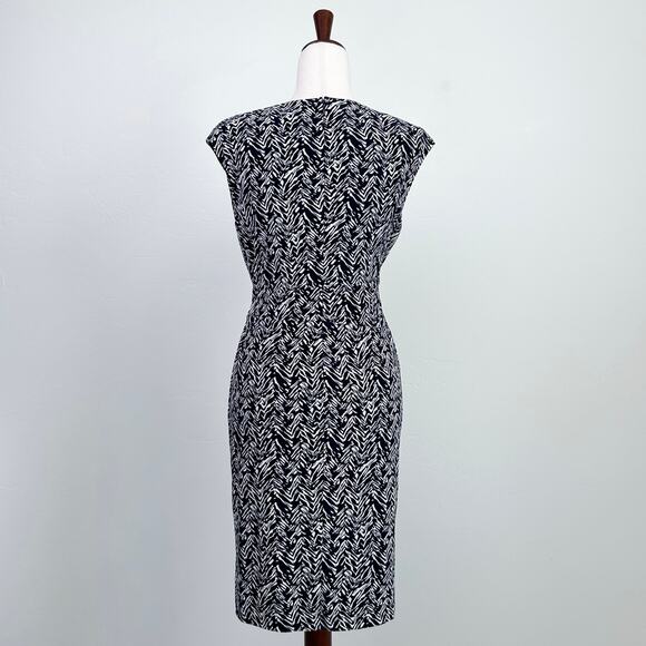 Lauren Ralph Lauren V-Neck Crossover Navy Dress - Picture 10 of 12